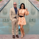 Amazon CEO Jeff Bezos (L) and his girlfriend Lauren Sanchez pose for a picture during their visit at the Taj Mahal in Agra on January 21, 2020.